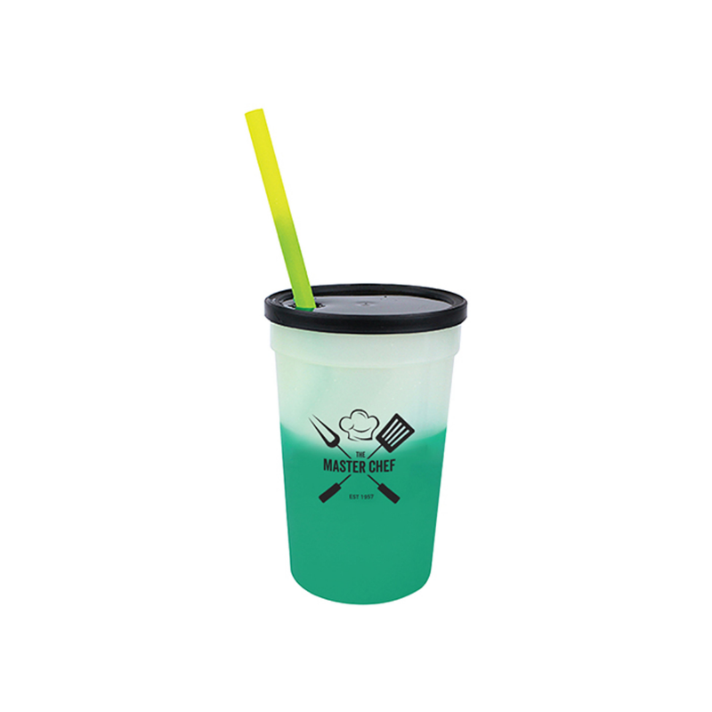 22 oz. Mood Stadium Cups with Straw and Lid Set