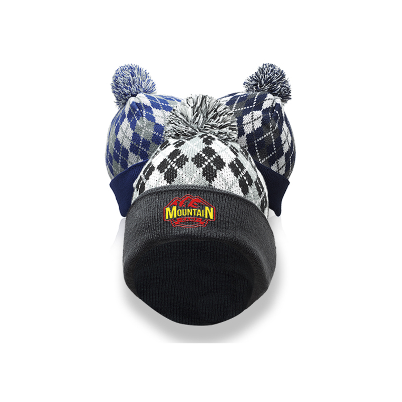 Diamond Pattern Knitted Pompom Beanies