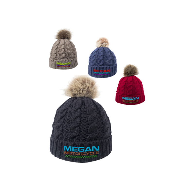 Cable Knit Beanies With Faux Fur Pom