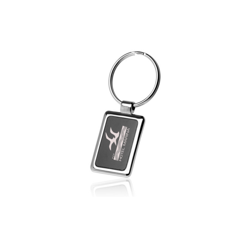 Square Black & Chrome Keychains