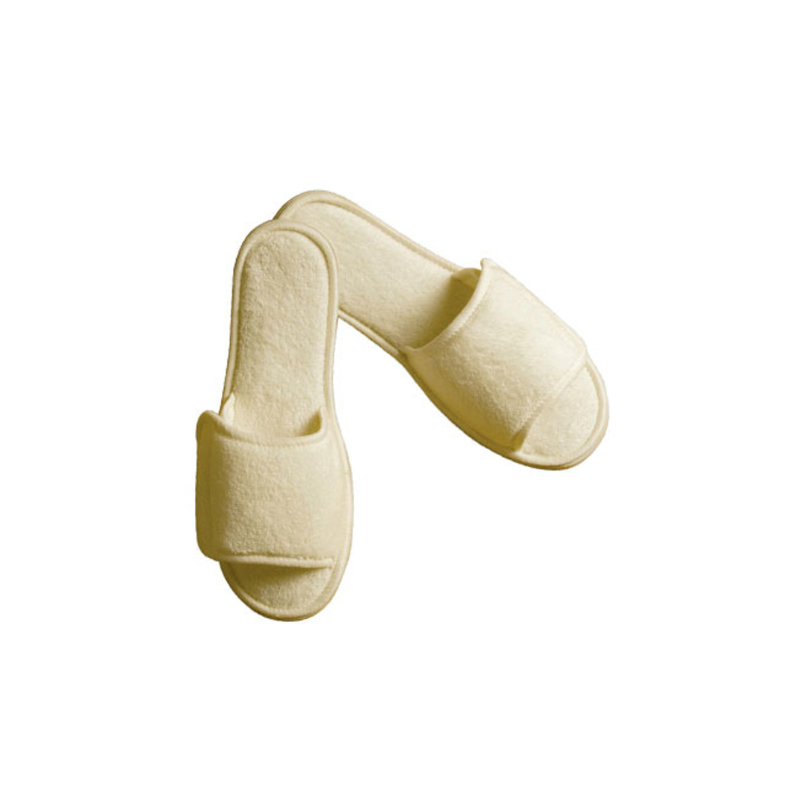 Terry Open Toe Slippers with Velcro Closure Medium