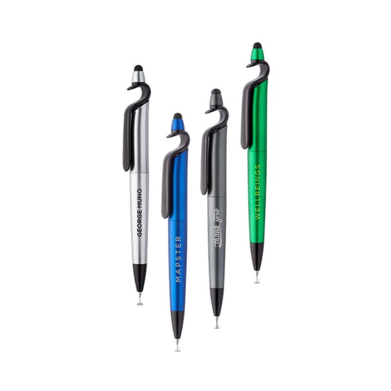 3-in-1 Plastic Pens with Stylus and Stand