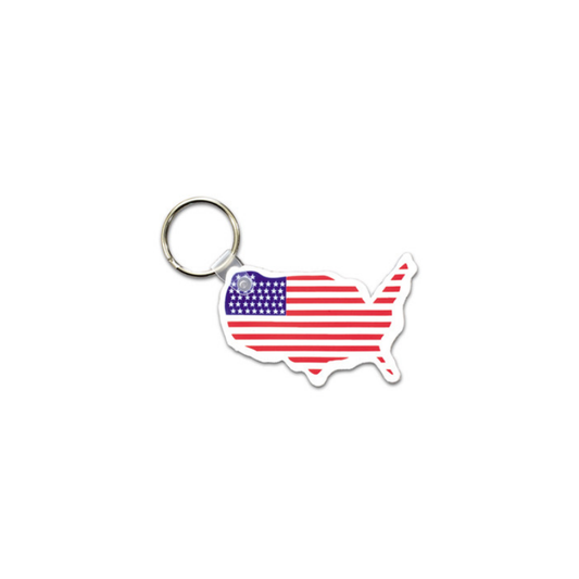 USA Map w/ Flag Keychains